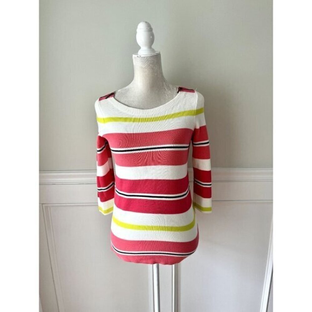 Loft Citrus Stripe Sweater Boatneck XXSP